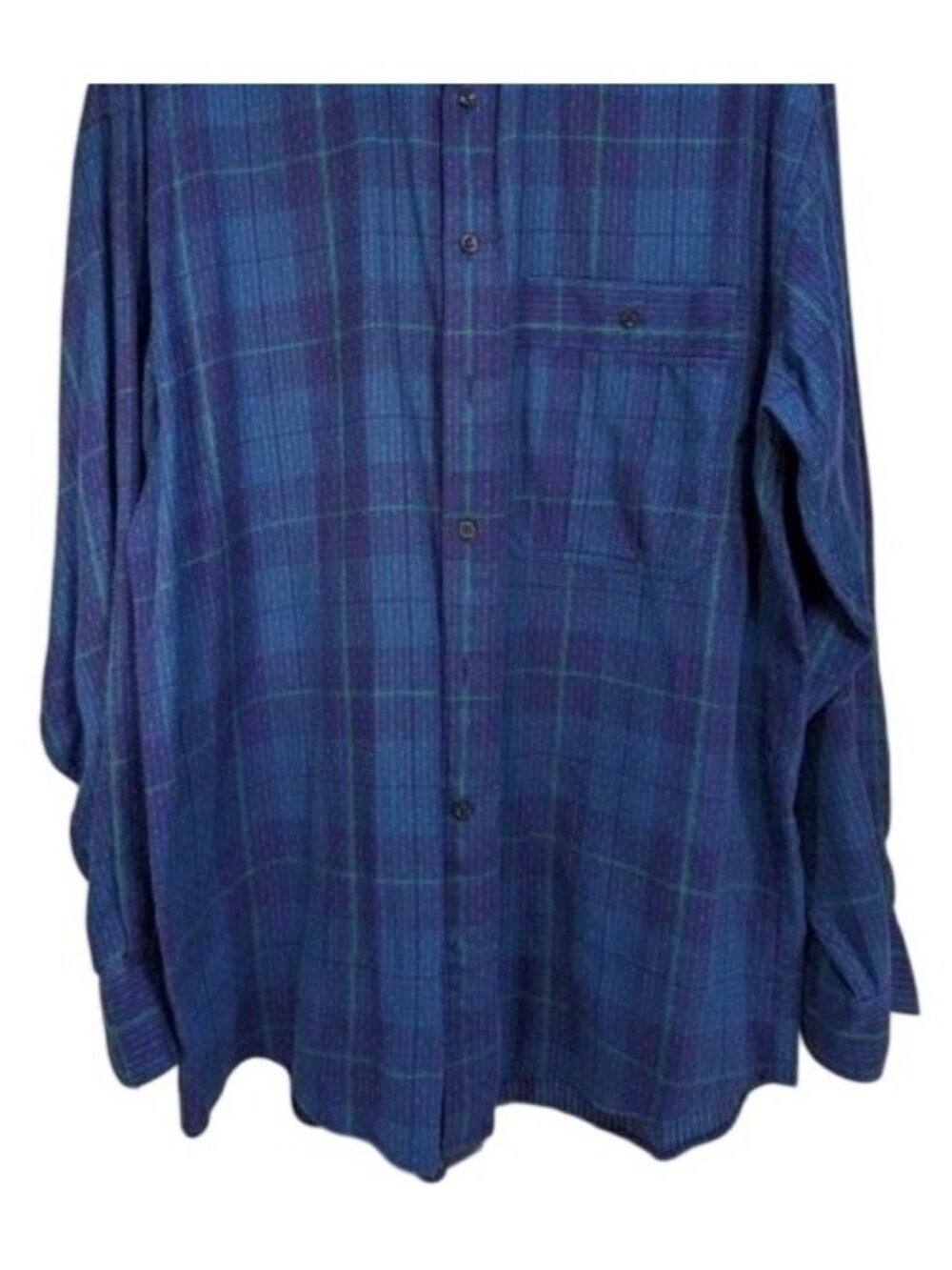 Valentino Blue Tartan plaid pattern long sleeve dress shirt size Medium - Picture 4 of 5